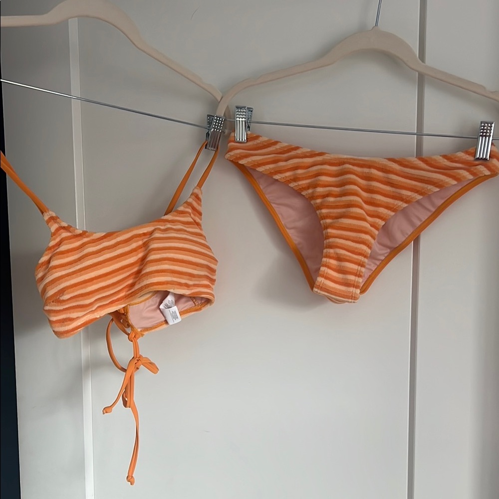 Orange Striped Bikini Set